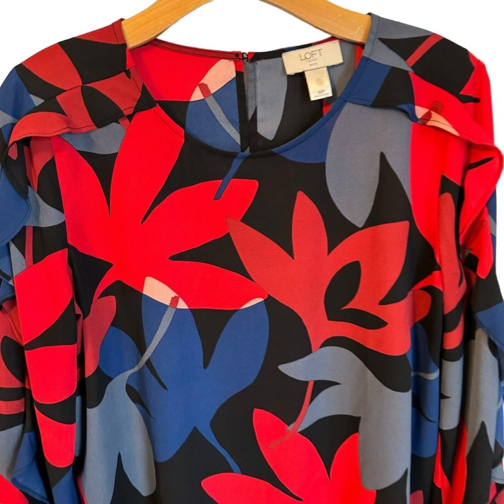 Loft Blouse Multi Floral Ruffle - Picture 5 of 12